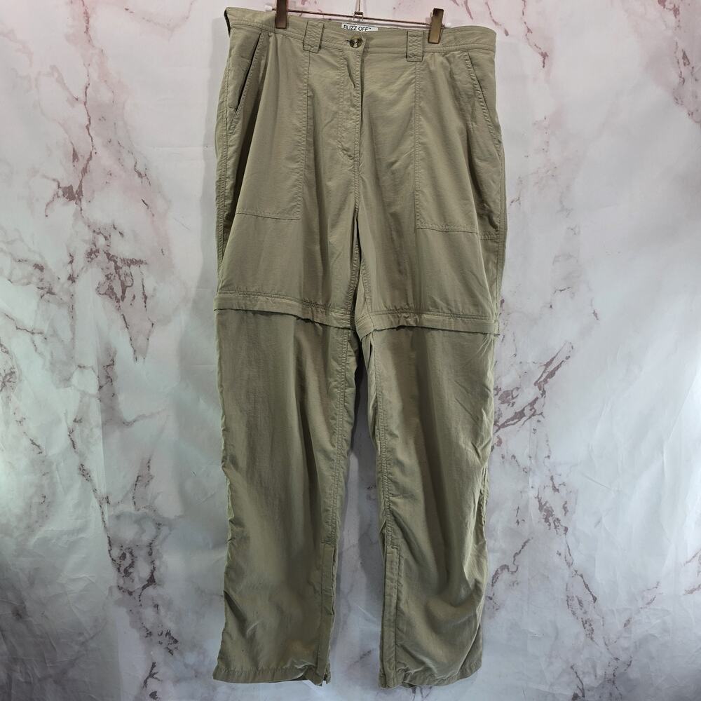 Ex Officio Pants Womens Large X 32 Beige Nylon Zip Off Convertible Belted High